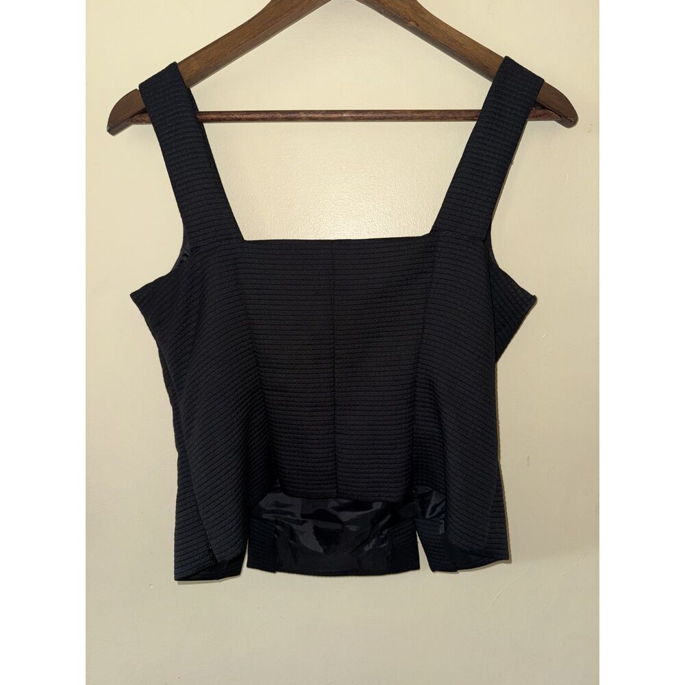 Liz Claiborne Suits Black Textured Square Neck Sleeveless Top Blouse - Size 6 - Picture 2 of 11